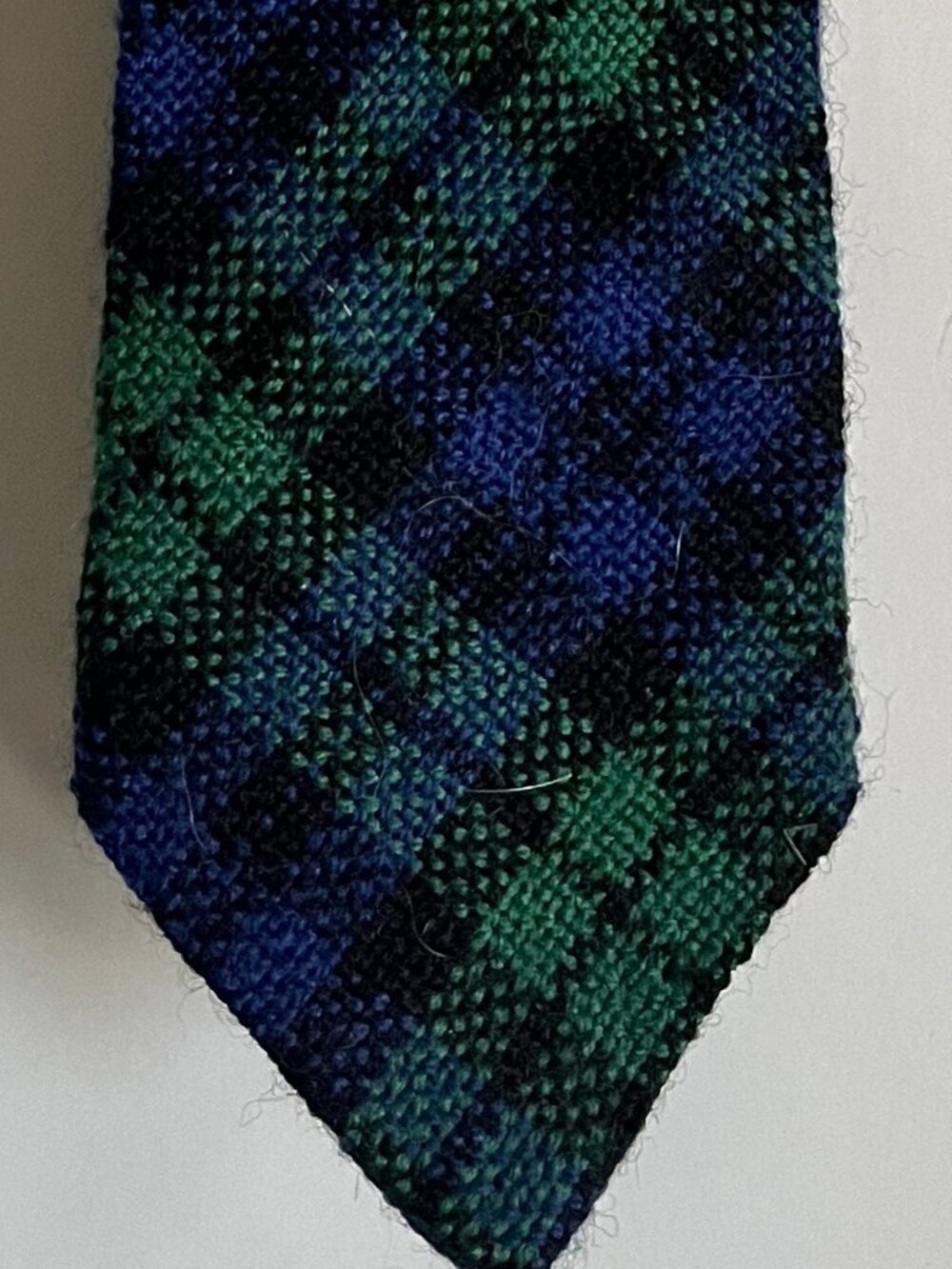 Vintage Apache Original Tartan Black Watch Plaid Wool Necktie Hand Loomed